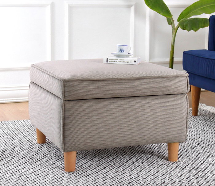Atelier Del Sofa Puf de Algodón Marrón con Almacenamiento Atelier Del Sofa Puf de Algodón Marrón con Almacenamiento